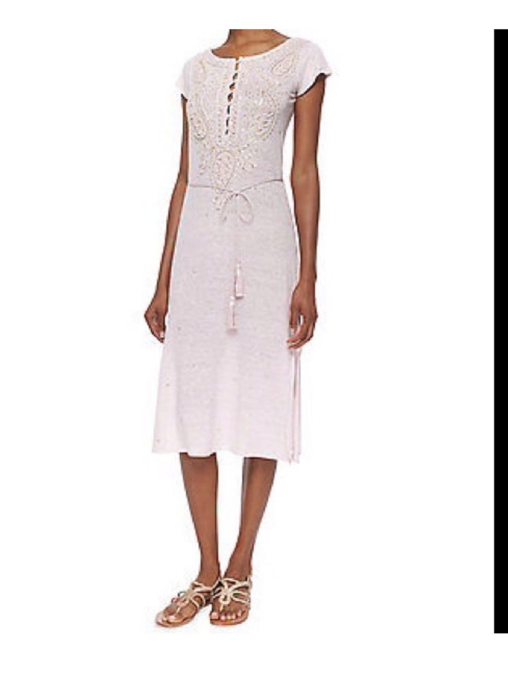 Calypso st barth vintage y2k pink dimitra linen embroidered belted midi dress